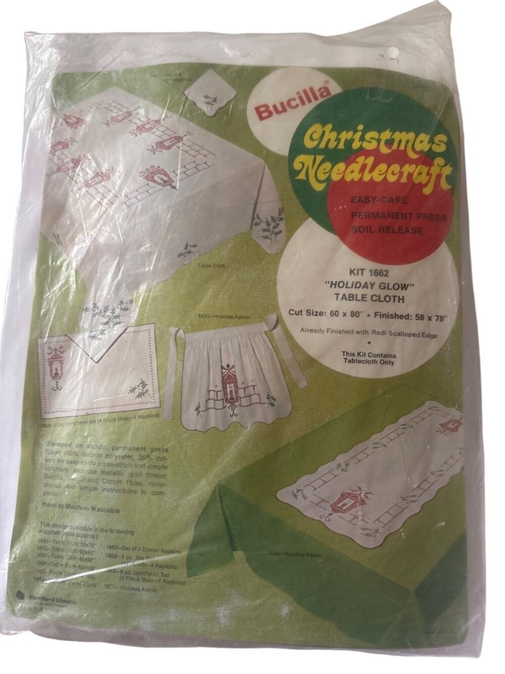 Bucilla Holiday Glow Christmas Needlecraft Tablecloth Kit 1662 60x80 Finished